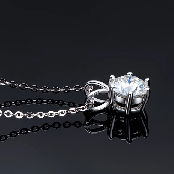 CERTIFIED  1 Carat D Color Moissanite Pendant Necklace 925 Sterling silver NEW - Picture 6 of 11